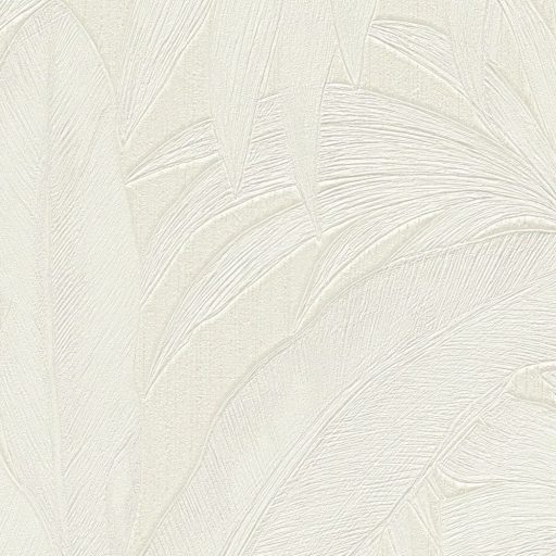Légies pálmalevelek finom vonala pasztell árnyalatokkal átszőve krémfehér halvány bézs és gyöngyház tónus tapéta