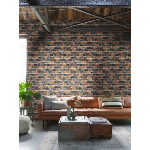 Rasch Factory Style XXL dupla széles 969511 Natur/Ipari design meszelt érdes felületű téglafal szürke mosott aranysárga rozsdavörös antracit tapéta