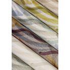 Aklvarell hullámos vonalak mintája durván szőtt textil háttéren bézs zöld szürke és barna tónus tapéta