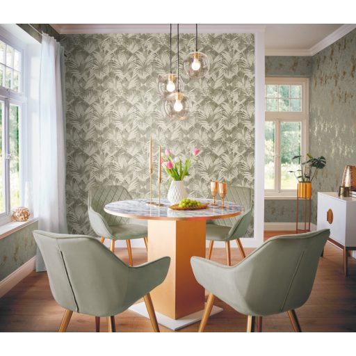 Luxus megjelenésű vakolat struktúrminta olajzöld tónus és aranyszínű csillogás tapéta