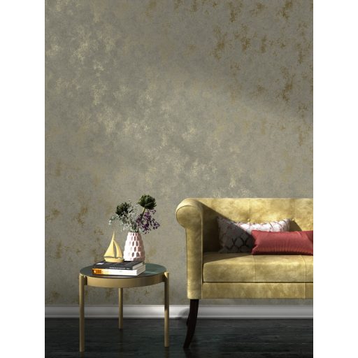 Luxus megjelenésű vakolat struktúrminta olajzöld tónus és aranyszínű csillogás tapéta