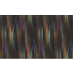   Gyönyörű dinamika - gyengéd függőleges huillámok textilháttéren matt fekete a szivárvány színei és csillogó arany tónus tapéta