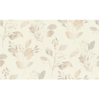   Egyedi darab! Vonzó és esztétikus levélmintázat törtfehér szürke és szórt arany tónus finom csillogású mintarészletek tapéta