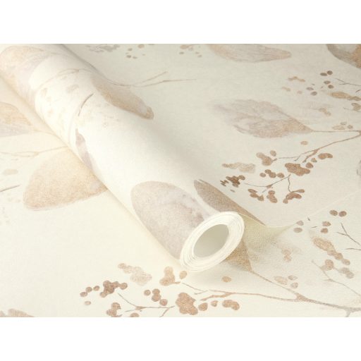 Egyedi darab! Vonzó és esztétikus levélmintázat törtfehér szürke és szórt arany tónus finom csillogású mintarészletek tapéta