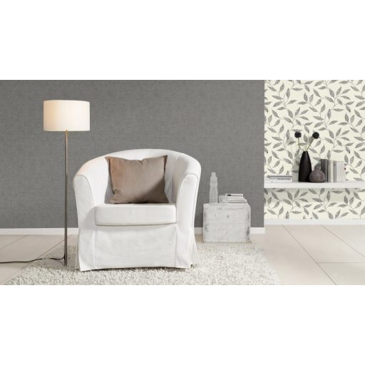 Természetes sötétszürke és antracit árnyalatú textilhatású design enyhe arany kiemelés tapéta