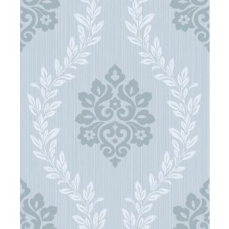 Grandeco Fusion A23404  barokkminta kék fehér tapéta