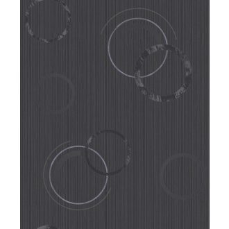   Grandeco Fusion A24801 grafikus design körök szürke antracit fekete tapéta