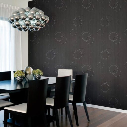 Grandeco Fusion A24801 grafikus design körök szürke antracit fekete tapéta