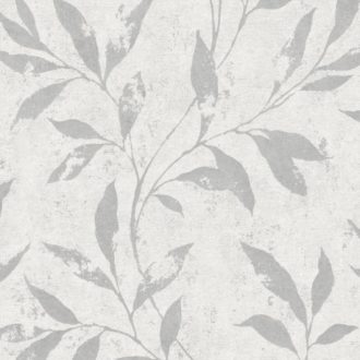   Grandeco Phoenix A48301 Natur Levélágak törtfehér fényes ezüstszürke mintarajzolat tapéta