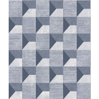   Grandeco Phoenix A48703 Geometrikus grafikus 3D törtfehér szürkéskék kék tapéta