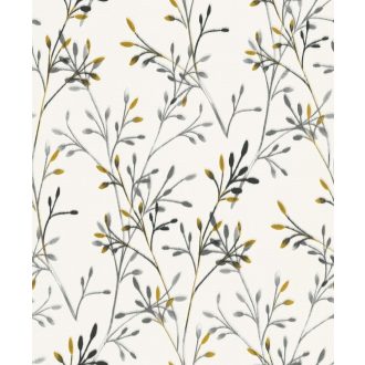   Grandeco Phoenix A48802 Natur nönényi ágak akvarell megjelenítés fehér szürke fekete aranysárga tapéta