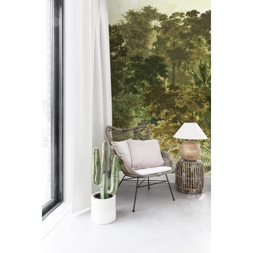 Szubtrópusi erdős tájkép zöld barna bézs szürke és világoszöld tónus falpanel/digitális nyomat