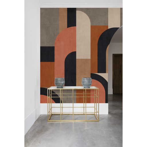 Geometriai formák modern Art Deco stílusú megjelenítése bézs barna lazacszín szines falpanel/digitális nyomat