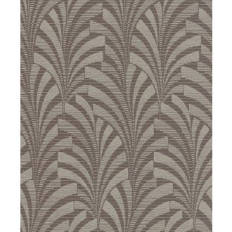   Grandeco Phoenix A53302 Natur absztrakt levélmintázat sötétbarna szürkésbarna tapéta