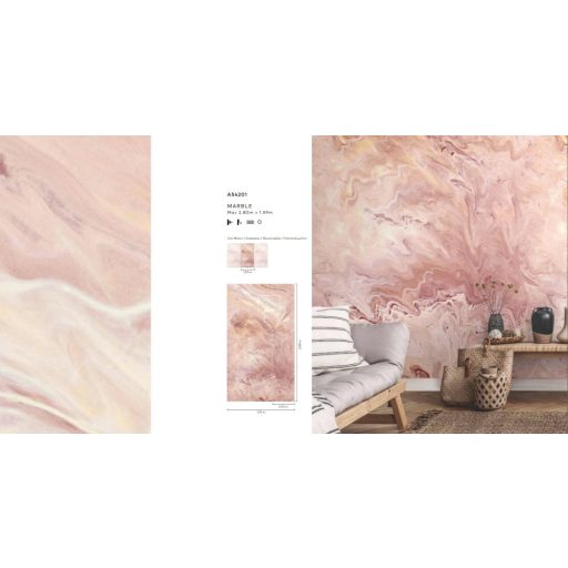 Grandiózus és sokrétű márvány mintázat rózsaszín pink fehér és sárga tónus falpanel/digitális nyomat