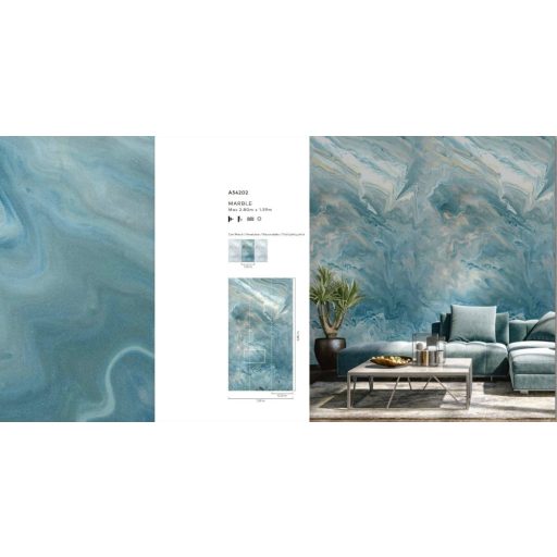 Grandiózus és sokrétű márvány mintázat kék türkiz fehér és sárga tónus falpanel/digitális nyomat