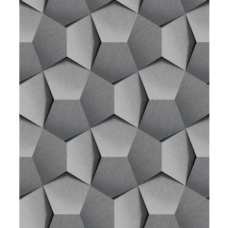   Ultramodern geometrikus 3D minta szálcsiszolt felület világosszürke és szürke tónusok ezüst fekete tapéta