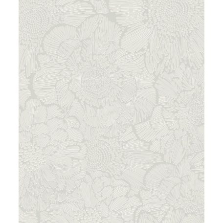 Egyedien kialakított stílusos virág(szirom)minta bézs és szürkésbézs tónusok ezüstfehér tapéta