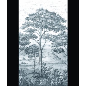   Lenyűgöző kies fák monokróm részletgazdag grafikus ábrázolása fehér szürkésfehér szürke és fekete tónus falpanel