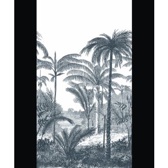   Monokróm pálmaábrázolás az arisztokratikus elegancia jegyében fehér és fekete tónus falpanel