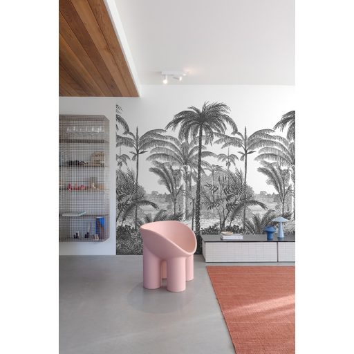 Monokróm pálmaábrázolás az arisztokratikus elegancia jegyében fehér és fekete tónus falpanel