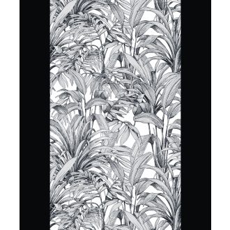   Sűrűn burjánzó szinte áthatolhatatlan monokróm pálmalevelek motívuma fehér és fekete tónus falpanel