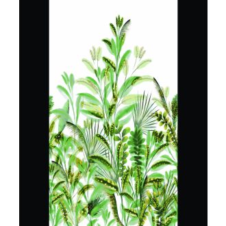   Költöztess néhány trópusi növényt a nappalidba - egzotikus levélkompozíció fehér smaragd olív és limezöld és aranysárga tónus falpanel