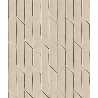   Izgalmas térelem! Összefordított trapézok háromdimenziós grafikus mintája krém bézs és sötétbarna tónus tapéta