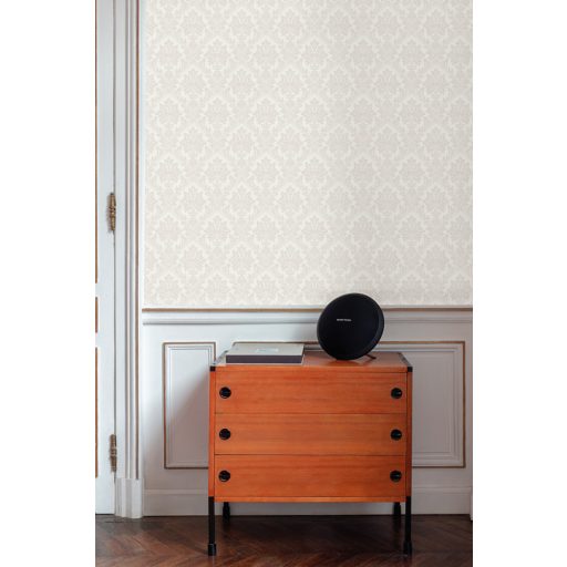 Elegáns klasszikus barokk damaszt díszítőminta krém/krémfehér és bézs tónus tapéta