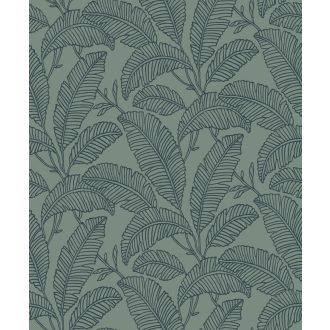   Grafikus ábrázolású trópusi levelek mintája zöld és sötétzöld tónus tapéta