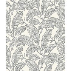   Grafikus ábrázolású trópusi levelek monokróm mintája fehér szürke és fekete tónus tapéta