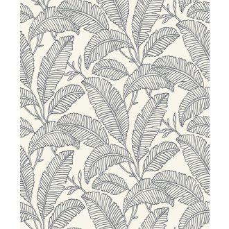   Grafikus ábrázolású trópusi levelek monokróm mintája fehér szürke és fekete tónus tapéta