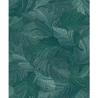   Absztrakt stlizált levelek dinamikus mintája zöld smaragdzöld és kékeszöld tónus tapéta