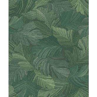   Absztrakt stlizált levelek dinamikus mintája zöld és szürkészöld tónus tapéta