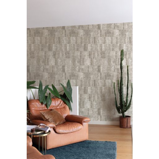 Nyers ipari megjelenés a geometria és a textúra erejével törtfehér bézs és szürkésbézs tónus tapéta