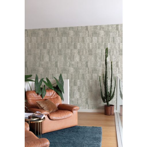 Nyers ipari megjelenés a geometria és a textúra erejével törtfehér világoszöld éd zöld tónus tapéta