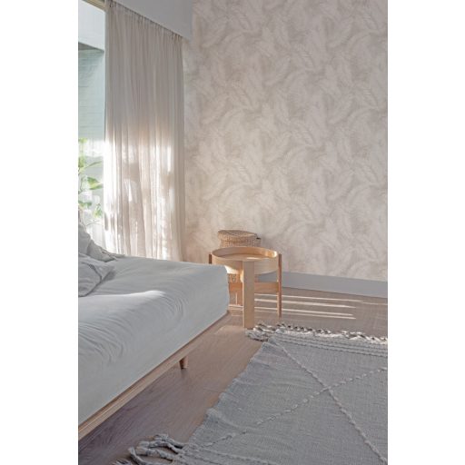 Sejtelmes gondolatébresztő nagyformátumú trópusi levelek mintája krém krémszürke bézs és szürkésbézs tónus tapéta