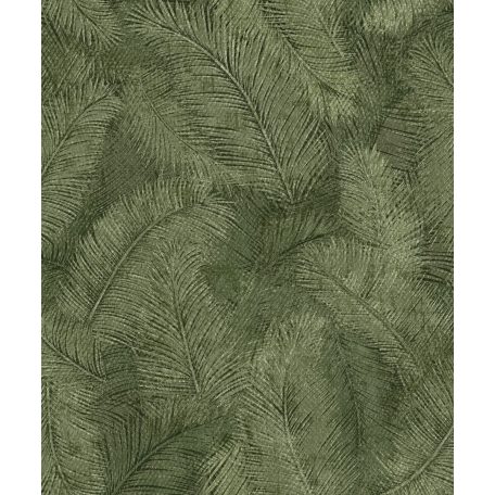 Sejtelmes gondolatébresztő nagyformátumú trópusi levelek mintája zöld sötétzöld és fekete tónus tapéta
