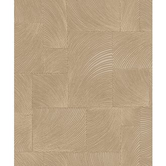   Keleties hatású körívek formálta háromdimenziós grafikus minta barna bézs és krém tónus tapéta