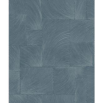   Keleties hatású körívek formálta háromdimenziós grafikus minta kék és világoskék tónus tapéta