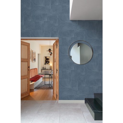 Keleties hatású körívek formálta háromdimenziós grafikus minta kék és világoskék tónus tapéta