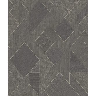   Változatos formájú és textúrájú geometrikus minta szürke és sötétszürke tónus fémes ezüst részletek tapéta