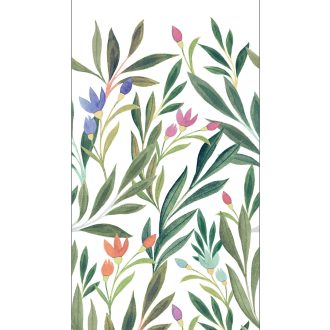   Varázslatos akvarell virág design könnyed művészi felhanggal fehér zöld lila kék narancs és rózsaszín tónus falpanel