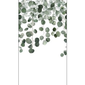   Lélegzetelállító eukaliptusz levélmintázat skandináv stílusban fehér és különböző zöld árnyalatok falpanel