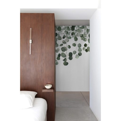 Lélegzetelállító eukaliptusz levélmintázat skandináv stílusban fehér és különböző zöld árnyalatok falpanel