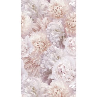   Költői szépségű romantikus finoman kidolgozott virágos motívum rózsaszín krém lilás-szürke és korall tónus falpanel