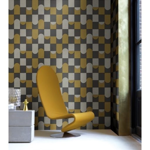 Decoprint Affinity AF24551 Geometrikus grafikus design minta világos és sötétszürke sárga tapéta