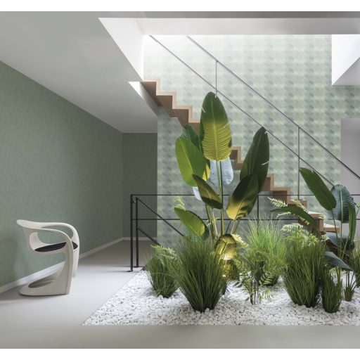 Decoprint Affinity AF24580 Geometrikus Grafikus színátmenetes 3D rombuszminta szürke mentazöld kékeszöld tapéta