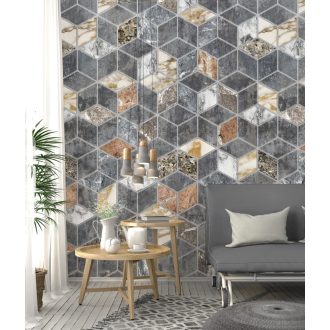   Behang Expresse Digital AK1054 Geometrikus 3D márvány oldalú kockák halmaza szürke barna terra digitális nyomat