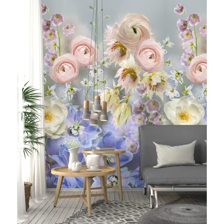 Behang Expresse Digital AK1060 Natur nagyformátumú stilizált virágok szürke rózsaszín kék szines digitális nyomat